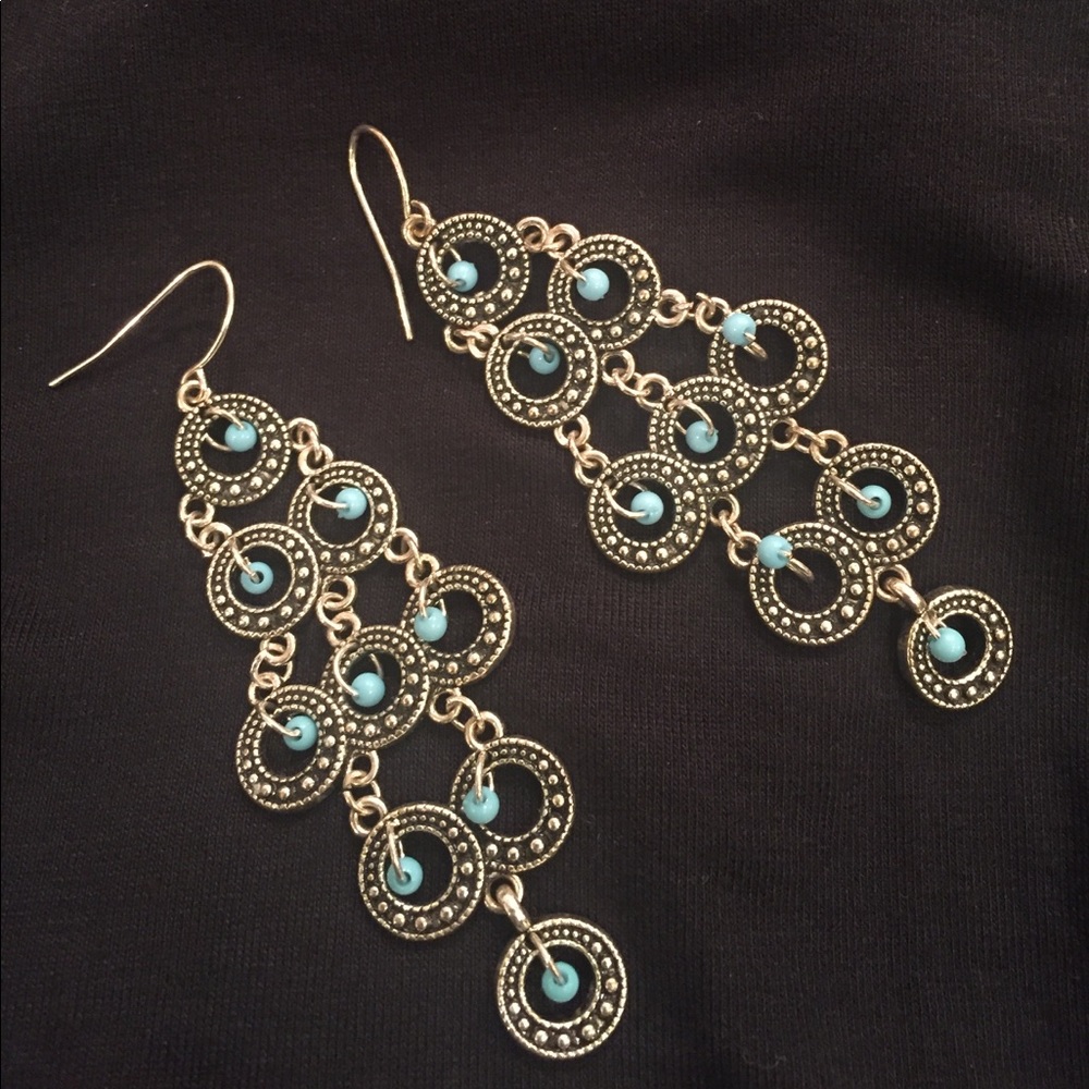 Silver and blue earrings